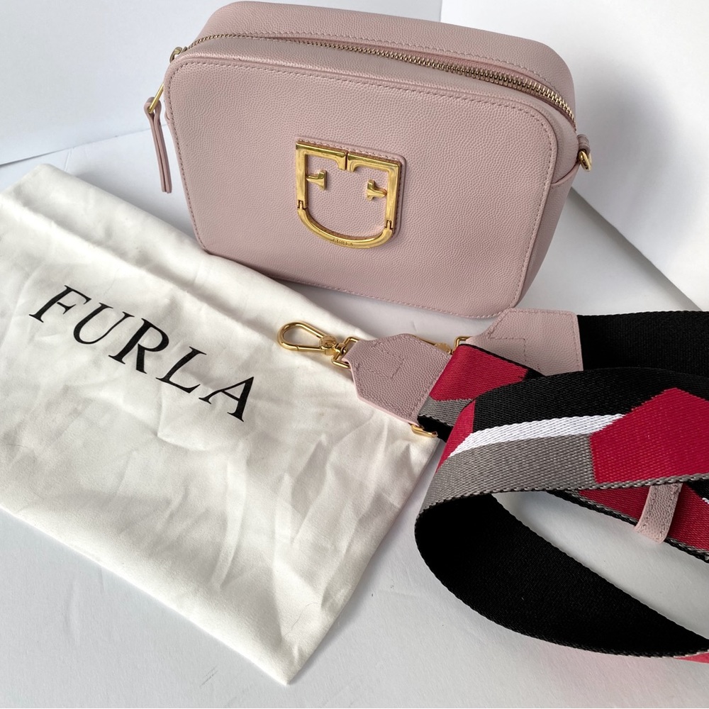 Furla pink crossbody bag with strap